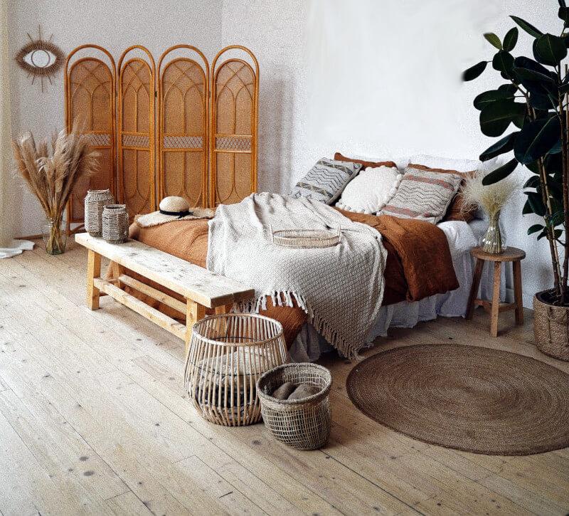 Sypialnia w domu letnim - styl skandynawski